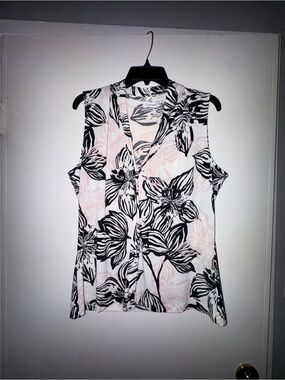 Calvin Klein Black & Pale Pink Floral Sleeveless Camisole